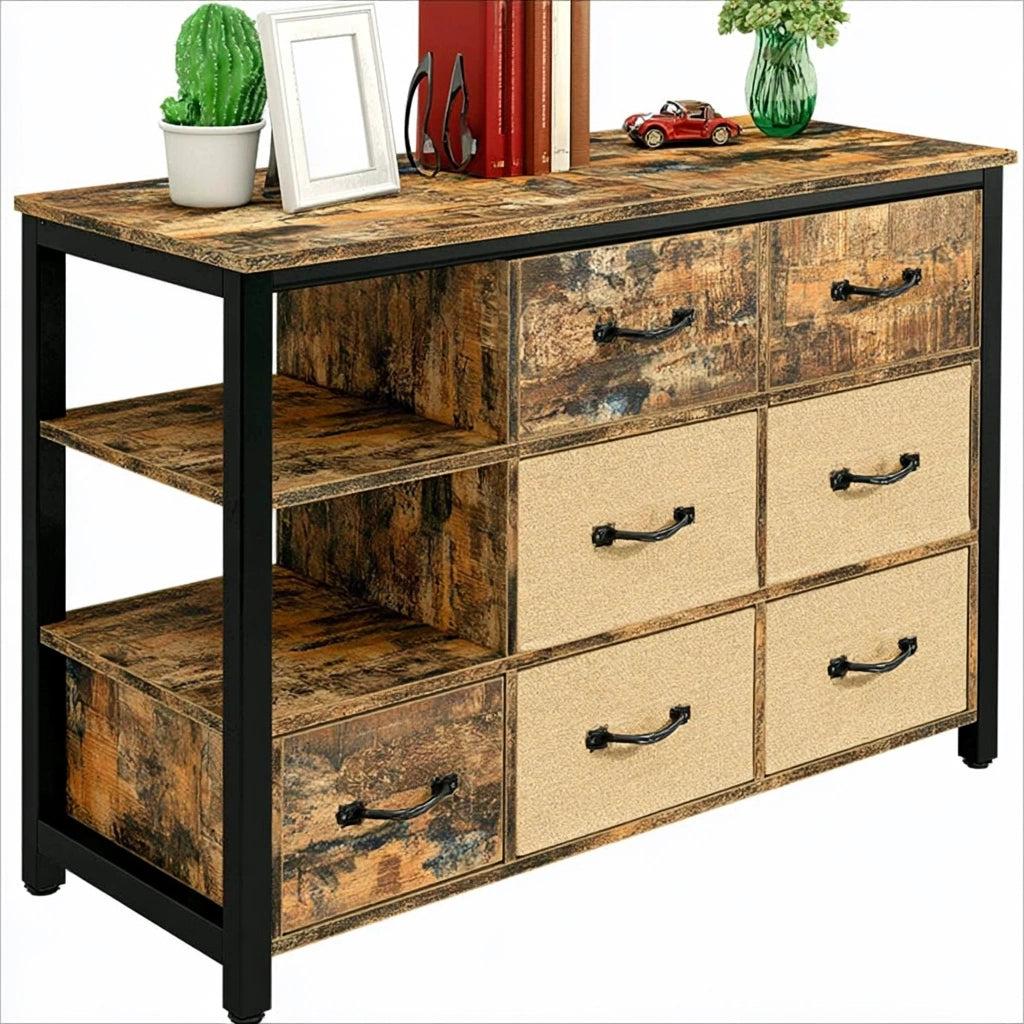 Ladekast, kleur bruin en zwart
