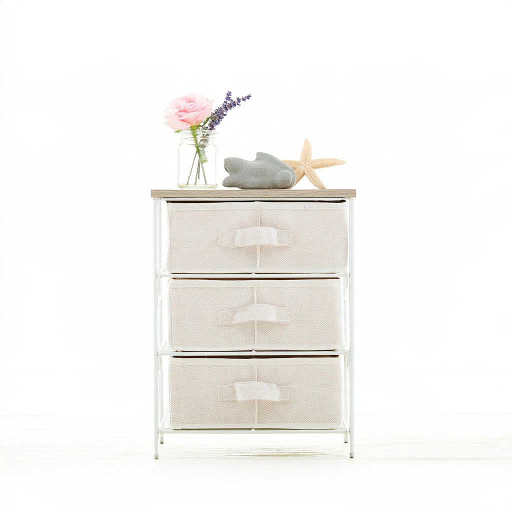 Bureau-organizer met stoffen bekleding, met vier niveaus, kleur wit