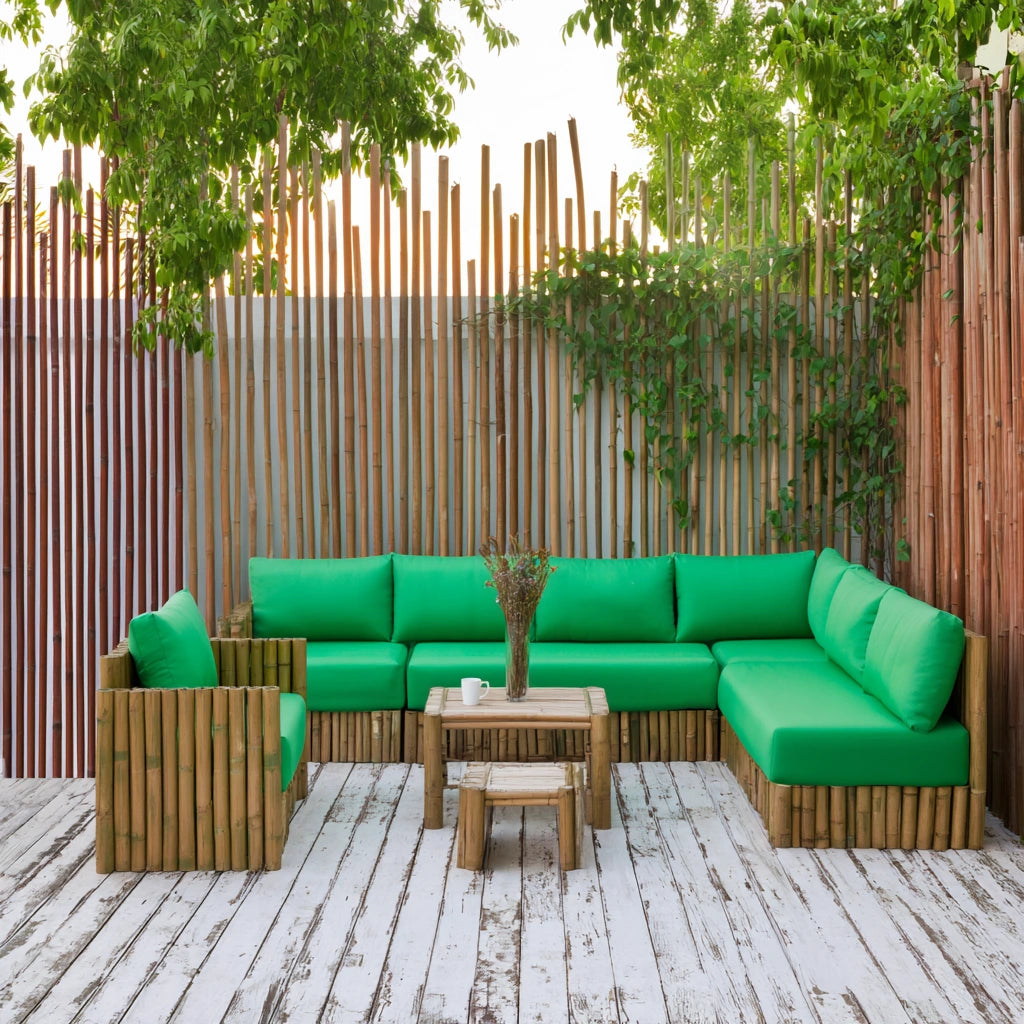 Bamboe tuinset van bamboe, kleur groen